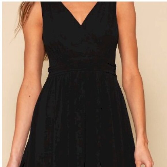 Lulus Thoughts of Hue Black Surplice Maxi Dress Medium NWOT - Picture 7 of 14